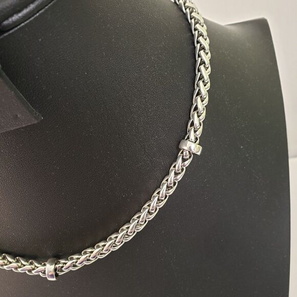 Vtg Ralph Lauren Silver Tone Wheat Chain Necklace & Bracelet  Signed 18" Chunky - Picture 3 of 7